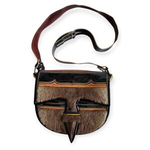 Vintage Colombian Carriel Messenger Bag With Fur
